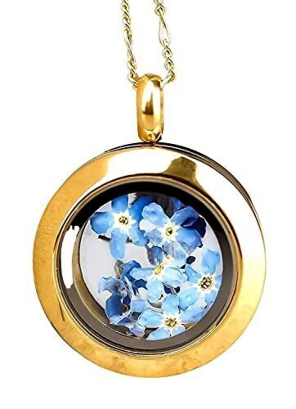 4891 925 Sterling 18K Gold Plated Locket Necklace | Real Forget-Me-Not